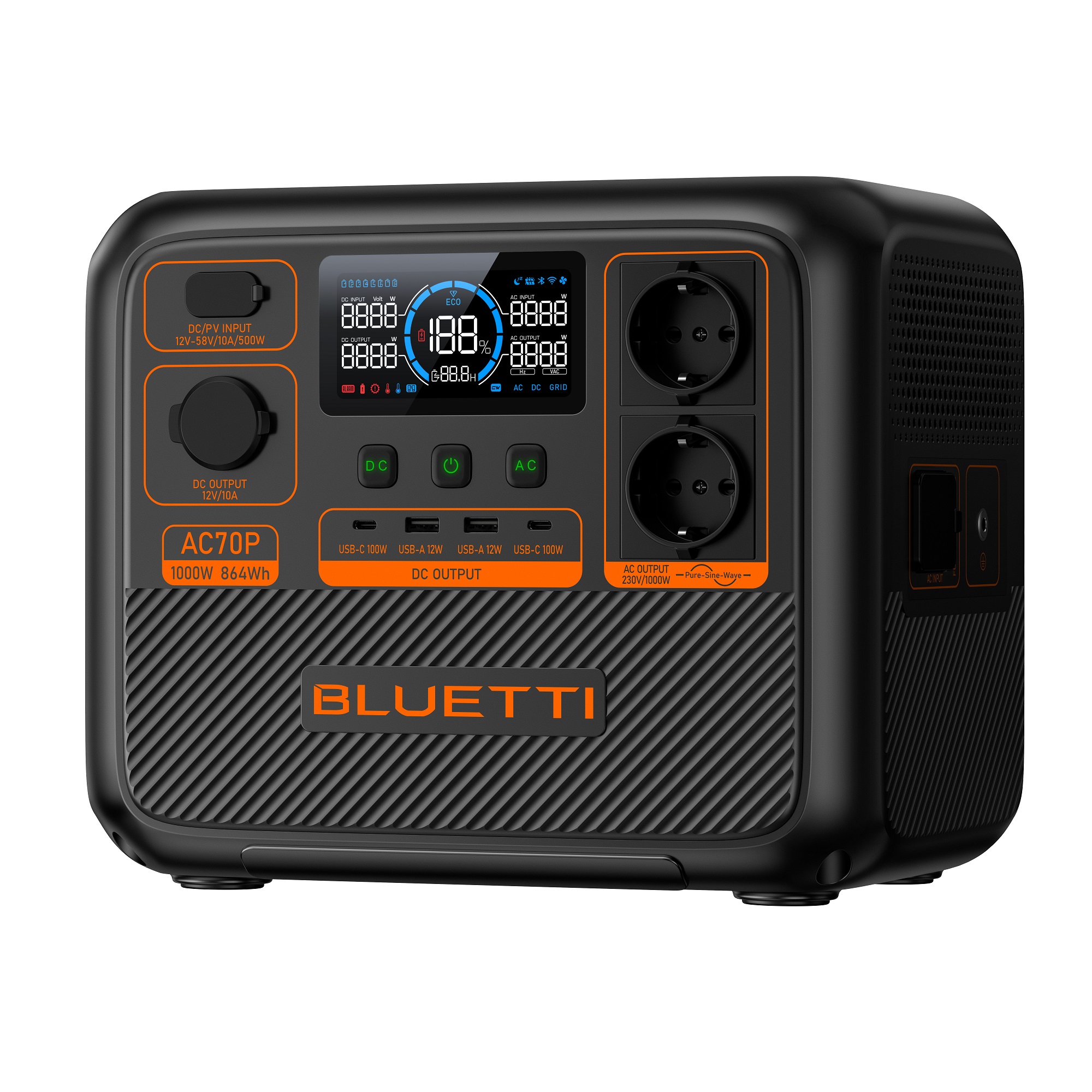 BLUETTI Premium AC70P Portable Power Station, 1000W AC Outlet 864Wh - Image 4