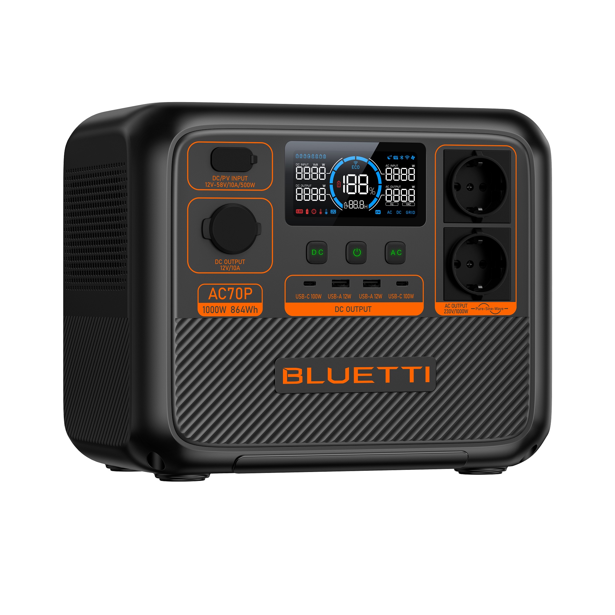 BLUETTI Premium AC70P Portable Power Station, 1000W AC Outlet 864Wh - Image 3